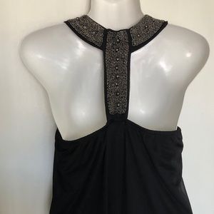 WOMENS TOP HAND BEADED W/sheer layer that opens for a slimming effect